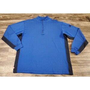 Mizuno Men's Large 1/4 Zip Jacket Body Warming Blue Black Breath Thermo